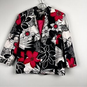 Alfred Dunner Floral Women's Blazer - Navy, White, and Pink Size 6 P